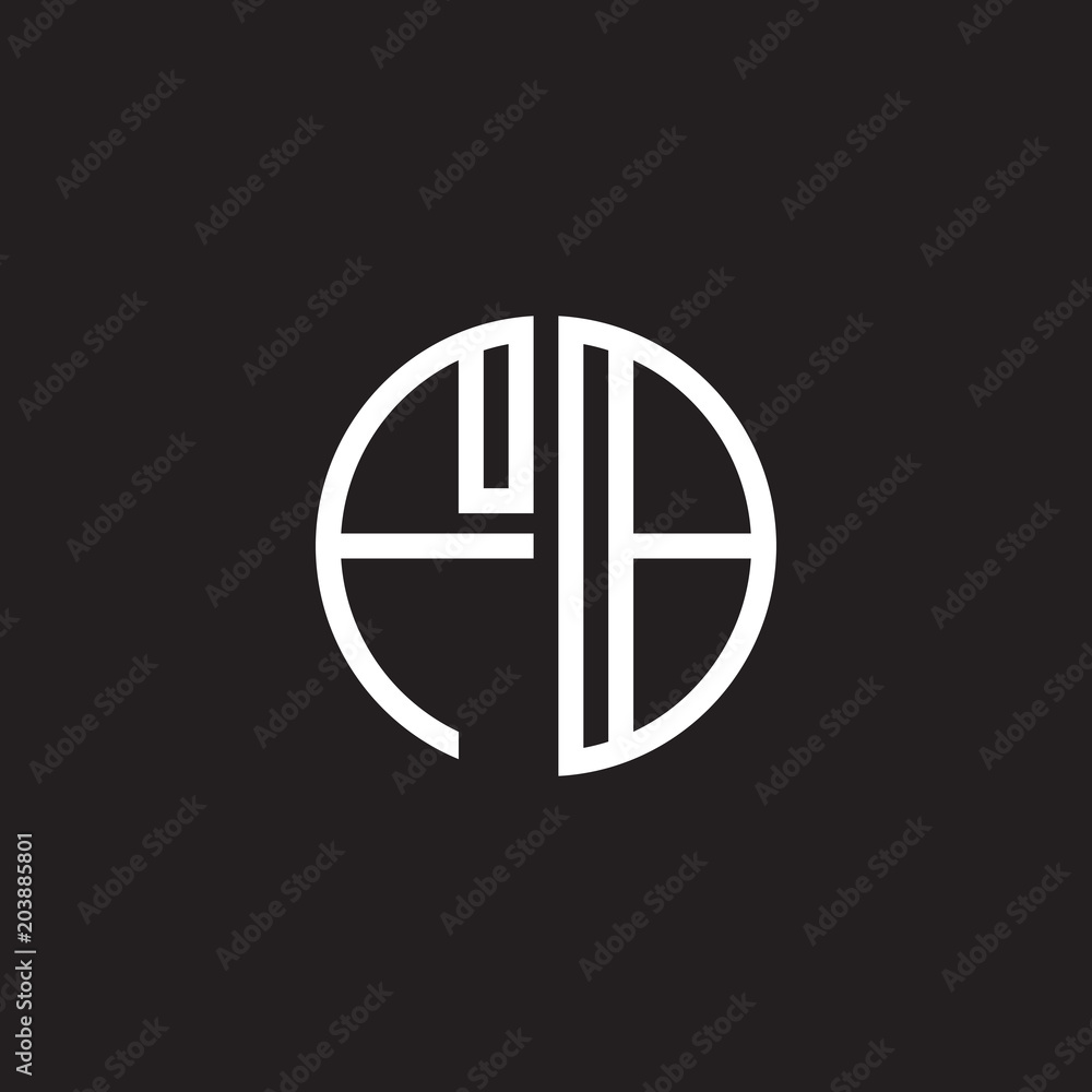 Initial letter fB, minimalist line art monogram circle shape logo ...