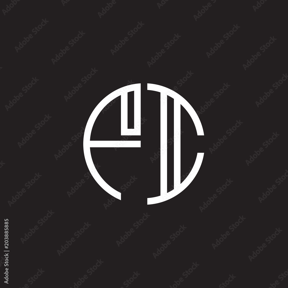 Initial letter FI, minimalist line art monogram circle shape logo, white color on black background Initial letter FI, minimalist line art monogram circle shape logo, white color on black background