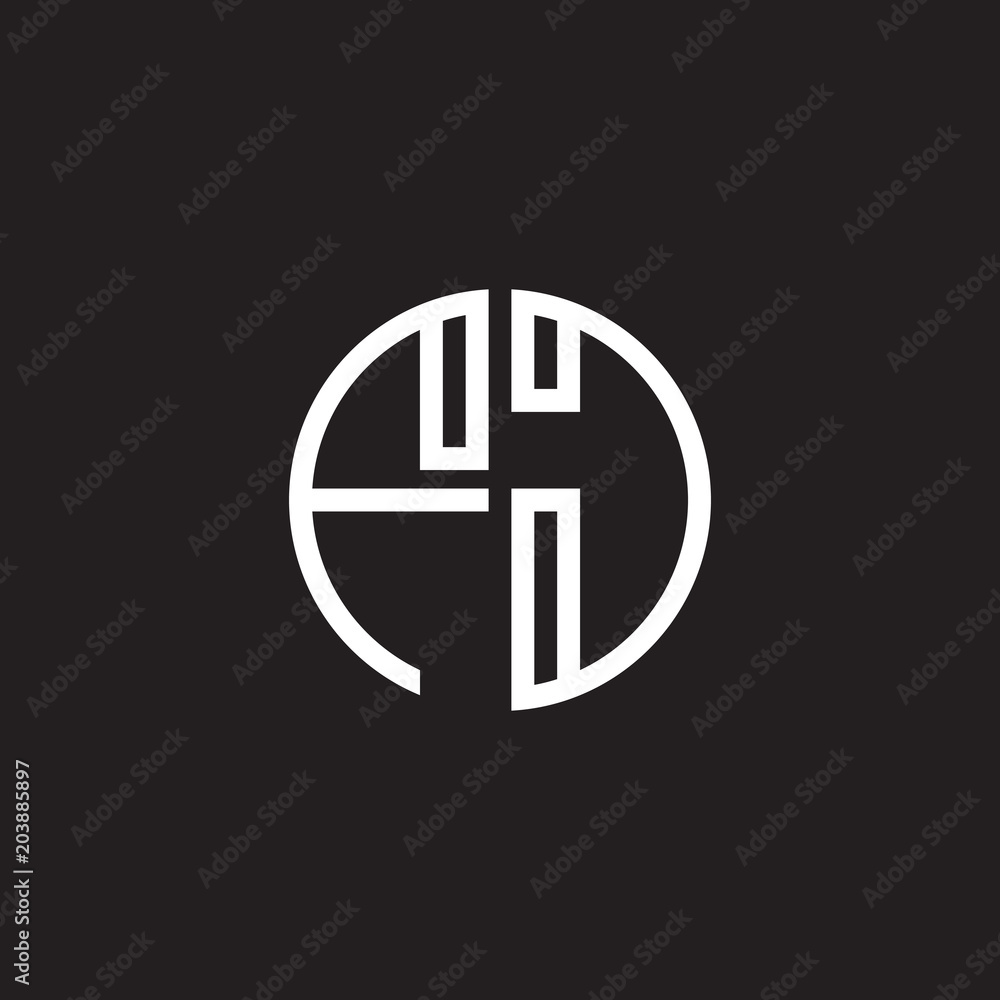 Initial letter FJ, minimalist line art monogram circle shape logo, white color on black background Initial letter FJ, minimalist line art monogram circle shape logo, white color on black background
