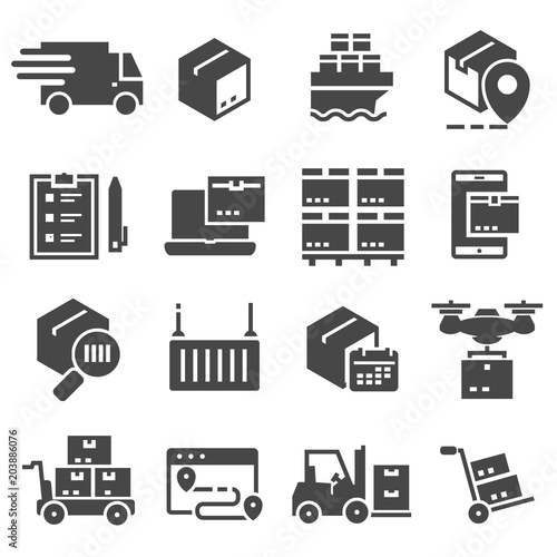 Vector black delivery icons set