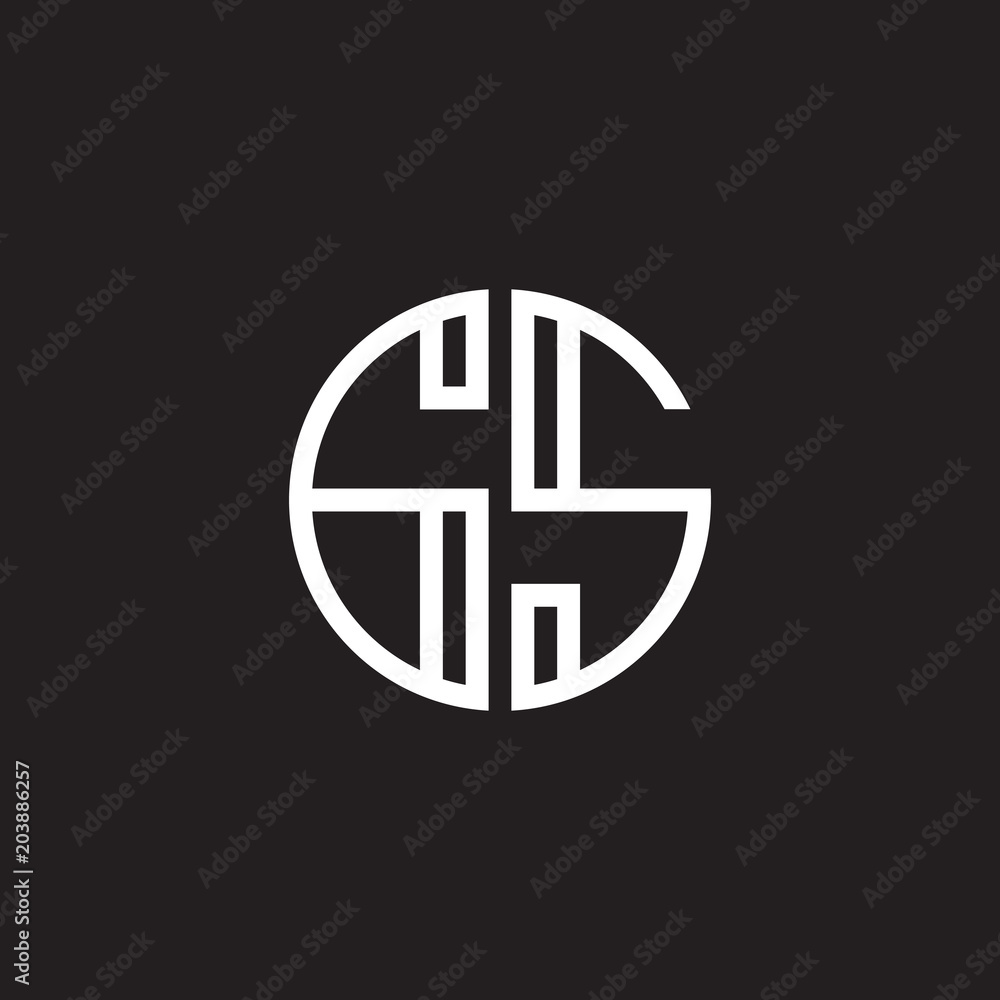 Initial letter GS, minimalist line art monogram circle shape logo, white color on black background Initial letter GS, minimalist line art monogram circle shape logo, white color on black background
