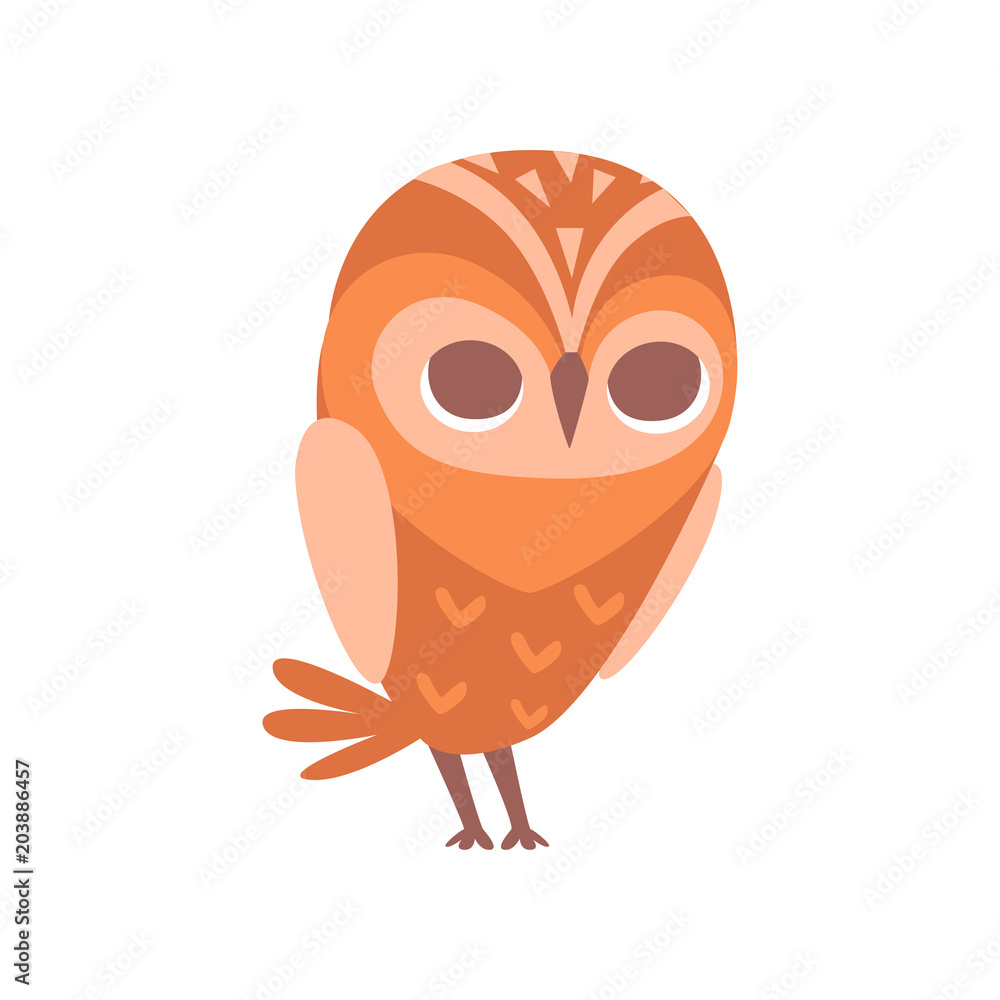 Obraz premium Cute funny cartoon owlet bird character vector Illustration on a white background