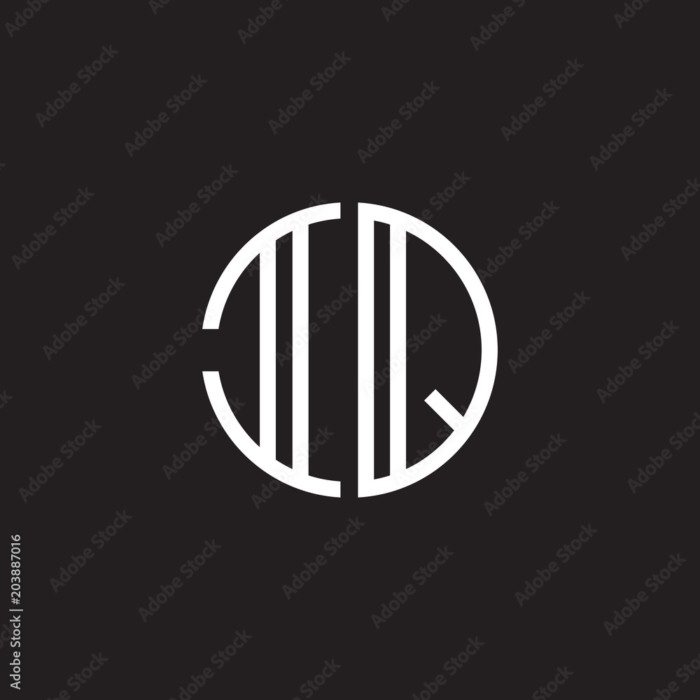Initial letter IQ, minimalist line art monogram circle shape logo, white color on black background Initial letter IQ, minimalist line art monogram circle shape logo, white color on black background