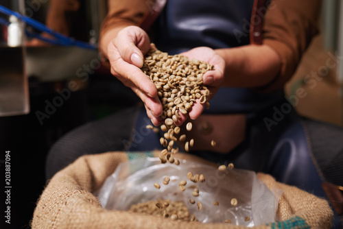 Unroasted coffee beans