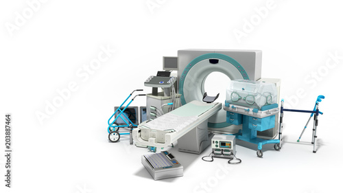Modern technology in the medical technic 3d render on white