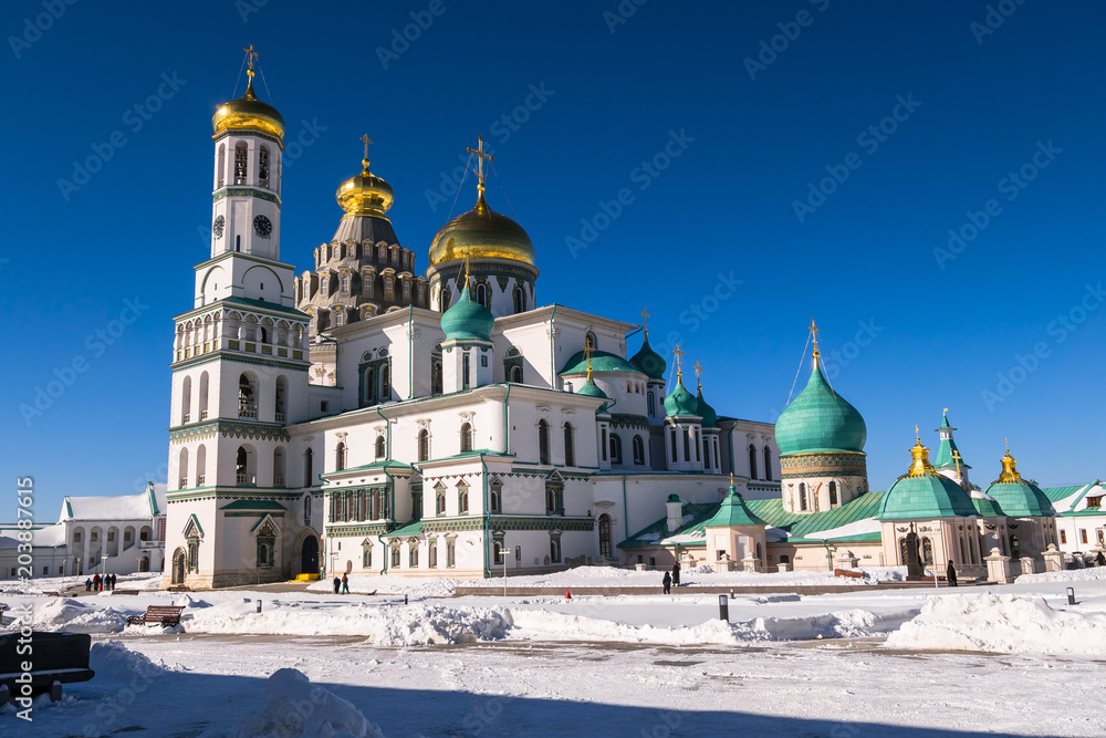 The Resurrection Cathedral in The New Jerusalem Monastery of the 17th century after large scale renovation. Moscow suburbs, Russia.