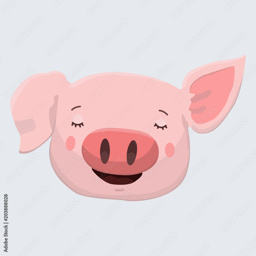 Cute pig vector print