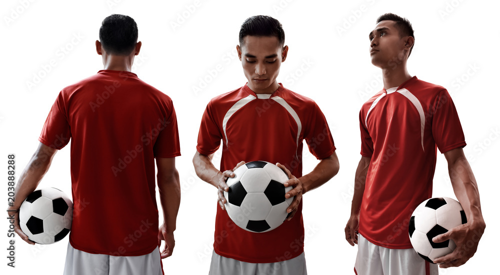 Naklejka premium Set of soccer player isolated on white background