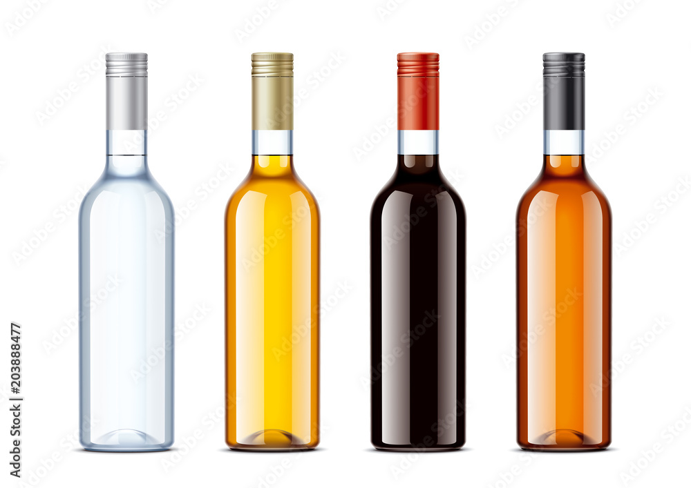 Blank bottles for alcohol drinks 