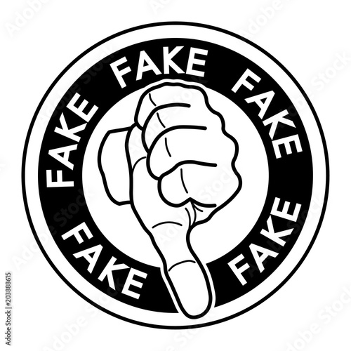 Fact Checking, Vector Fake News Tag silhouette over white background.