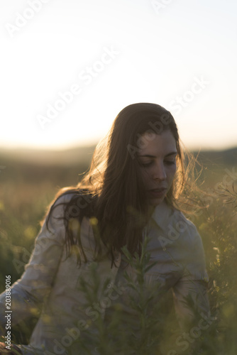 Young beauty woman in outdoors spring image