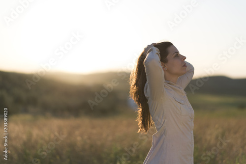 Young beauty woman in outdoors spring image
