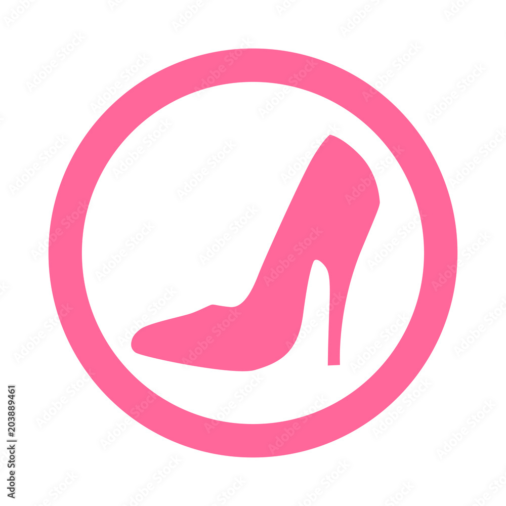 Icono plano zapato de tacon alto en circulo rosa Icono plano zapato de tacon alto en circulo rosa
