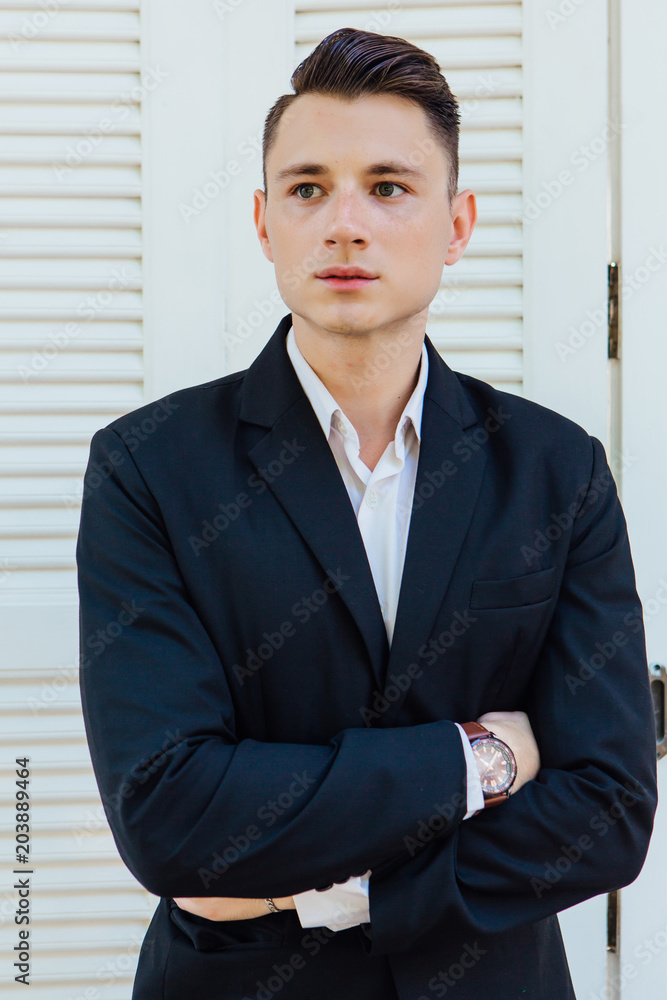 Portrait of handsome man in black suit Portrait of handsome man in black suit