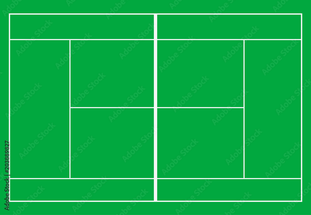 Tennis court. Tennis court with grass. Top view. Vector