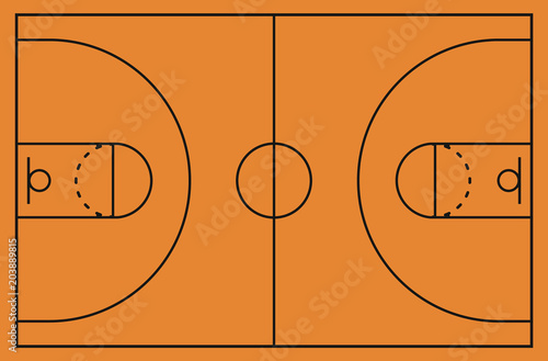 Basketball court floor with line on background. Vector illustration.