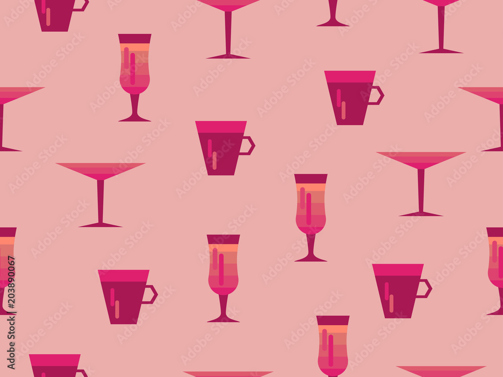 Seamless pattern with glasses of cocktails and martini. Vector illustration Seamless pattern with glasses of cocktails and martini. Vector illustration