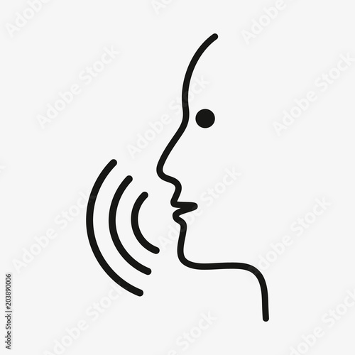 Voice recognition concept. Voice control Black line, online, thin trendy logo, flat adaptation design for web site, mobile app, EPS isolated on white