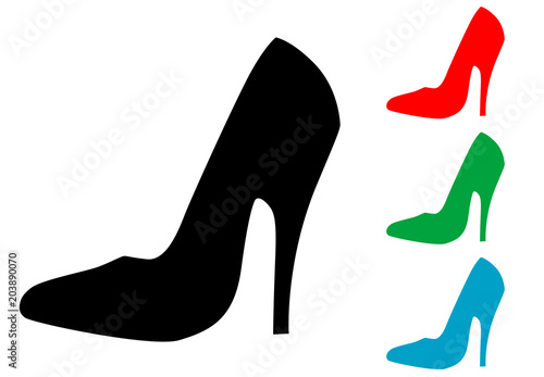 Icono plano zapato de tacon alto varios colores