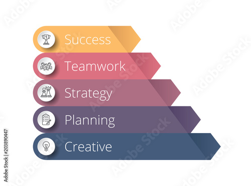 Pyramid infographic template with five elements. One from a set of vector illustrations. 
Can be used for workflow layout, diagram, business step options, banner, web design.