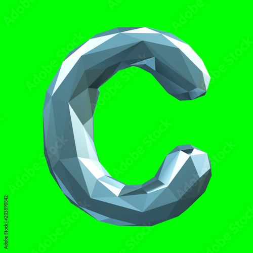 Capital latin letter C in low poly style isolated on green background