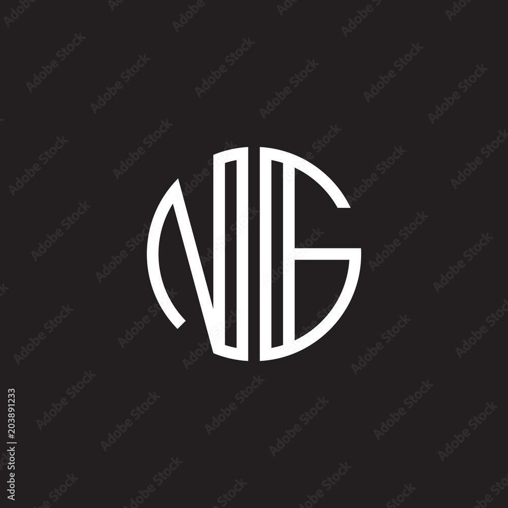 Initial letter NG, minimalist line art monogram circle shape logo, white color on black background Initial letter NG, minimalist line art monogram circle shape logo, white color on black background