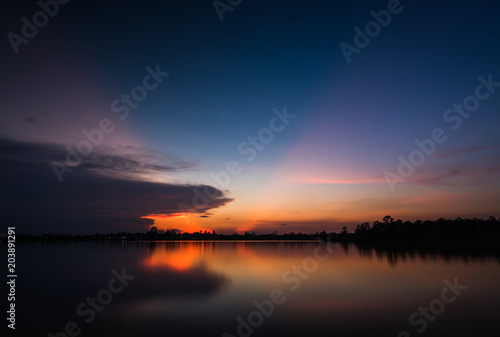 Sunset at the lake landscape © songdech17