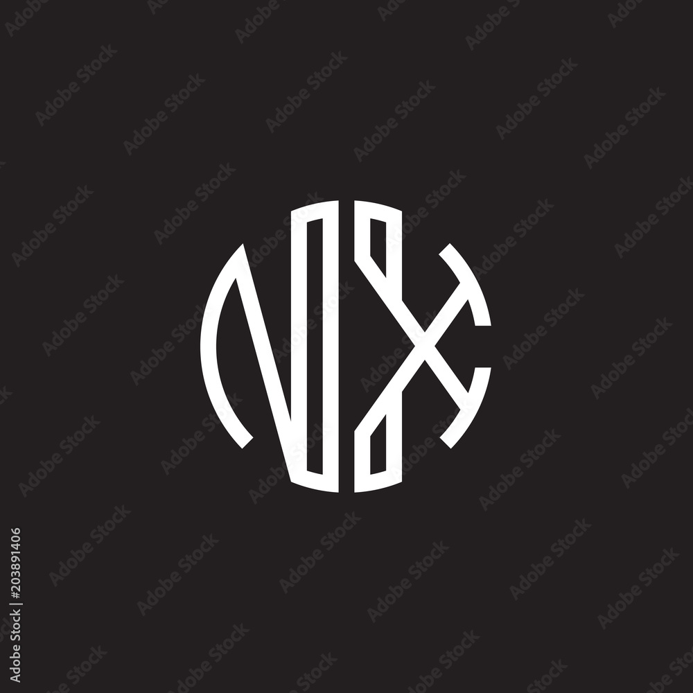 Initial letter NX, minimalist line art monogram circle shape logo ...