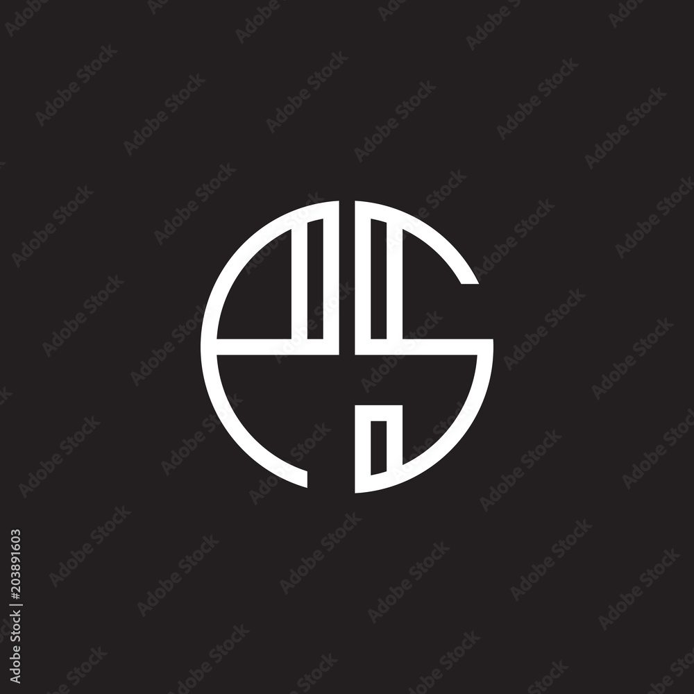 Initial letter PS, minimalist line art monogram circle shape logo, white color on black background Initial letter PS, minimalist line art monogram circle shape logo, white color on black background