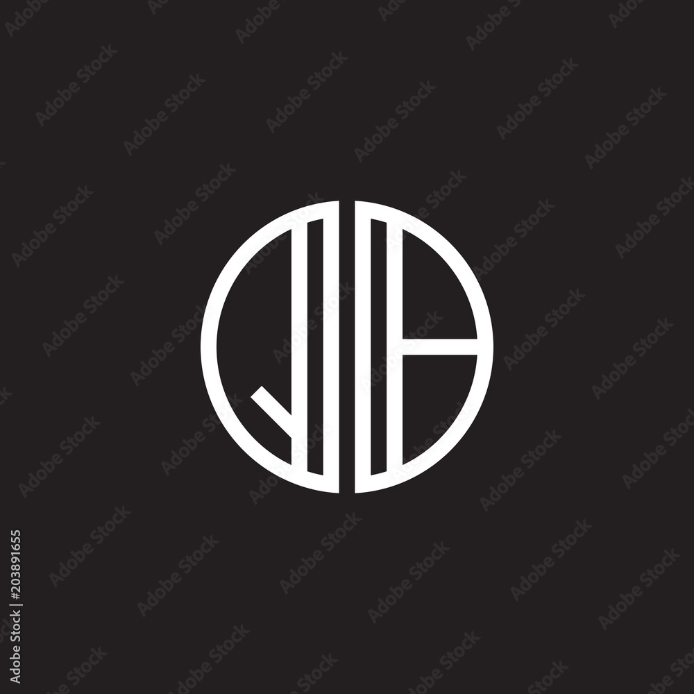 Initial letter QB, minimalist line art monogram circle shape logo, white color on black background Initial letter QB, minimalist line art monogram circle shape logo, white color on black background
