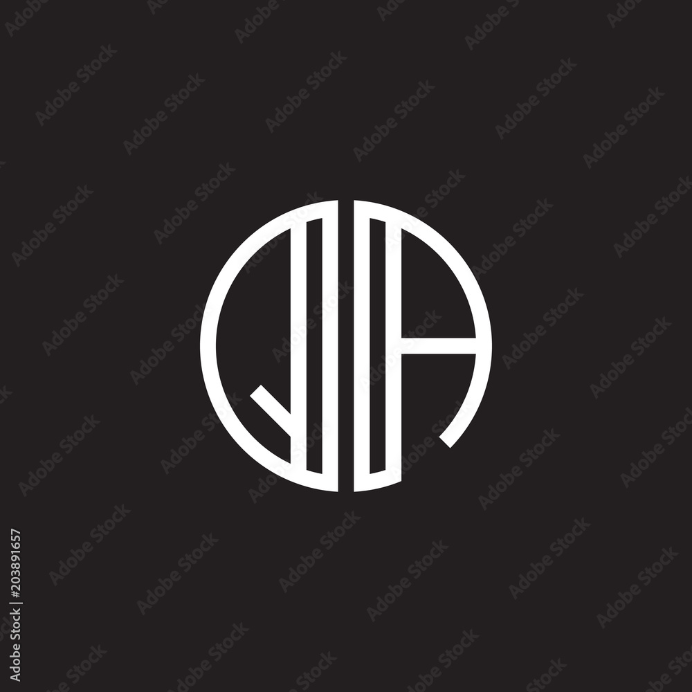 Initial letter QA, minimalist line art monogram circle shape logo, white color on black background Initial letter QA, minimalist line art monogram circle shape logo, white color on black background