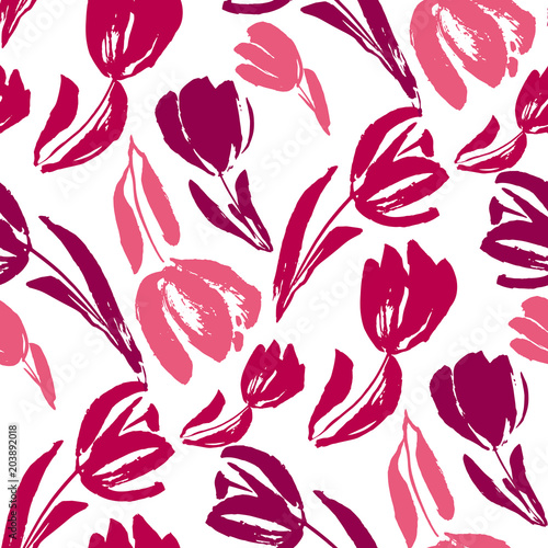 pink and white sketch tulip...
