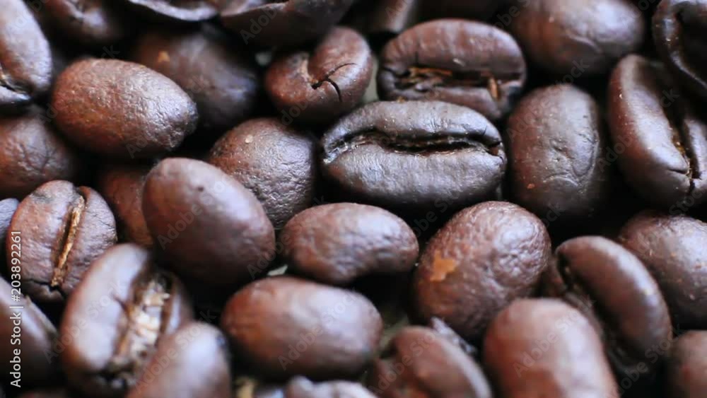 Coffee beans, slider video, beautiful dark beans Coffee beans, slider video, beautiful dark beans