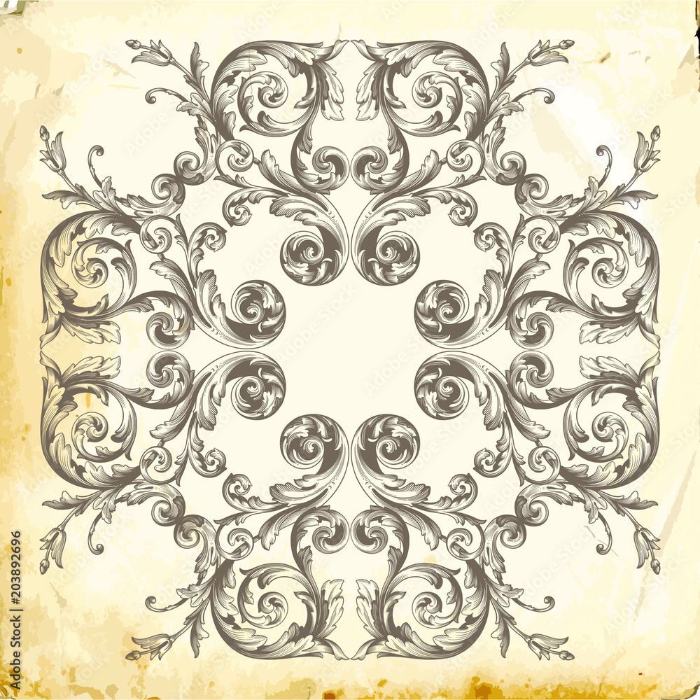 Vector baroque of vintage elements for design.