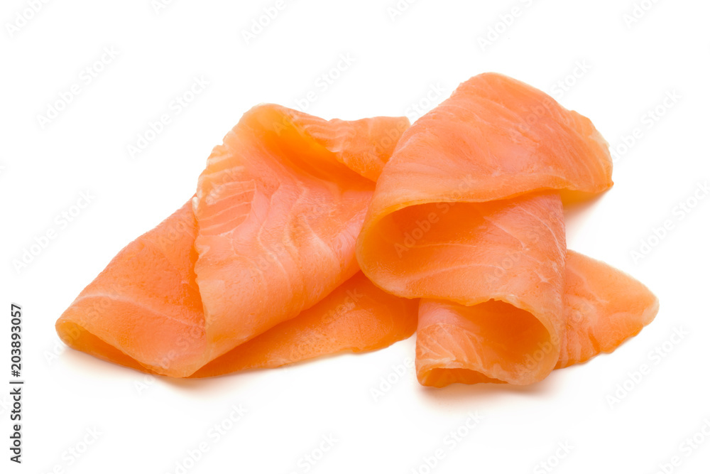 Fresh salmon slice and spice on the white background. Fresh salmon slice and spice on the white background.