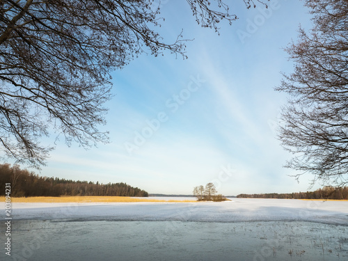 Framed winter scenery over Lohjanjärvi - Lohja / Finland