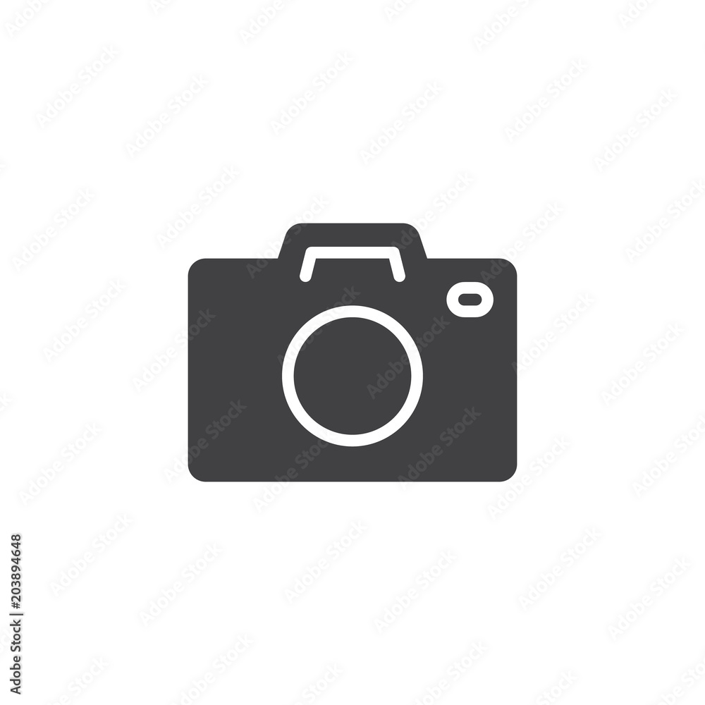Photo camera vector icon. filled flat sign for mobile concept and web design. Camera simple solid icon. Symbol, logo illustration. Pixel perfect vector graphics Photo camera vector icon. filled flat sign for mobile concept and web design. Camera simple solid icon. Symbol, logo illustration. Pixel perfect vector graphics