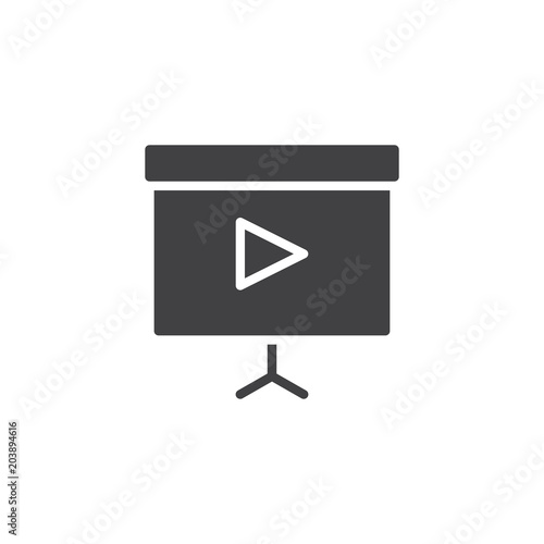 Presentation screen play vector icon. filled flat sign for mobile concept and web design. simple solid icon. Symbol, logo illustration. Pixel perfect vector graphics