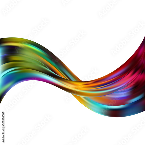 Abstract vector background. Curve. Multicolored wave. Mesh. Colored shape. Iridescent lines. Colorful streams. Tape. Satin. Silk.