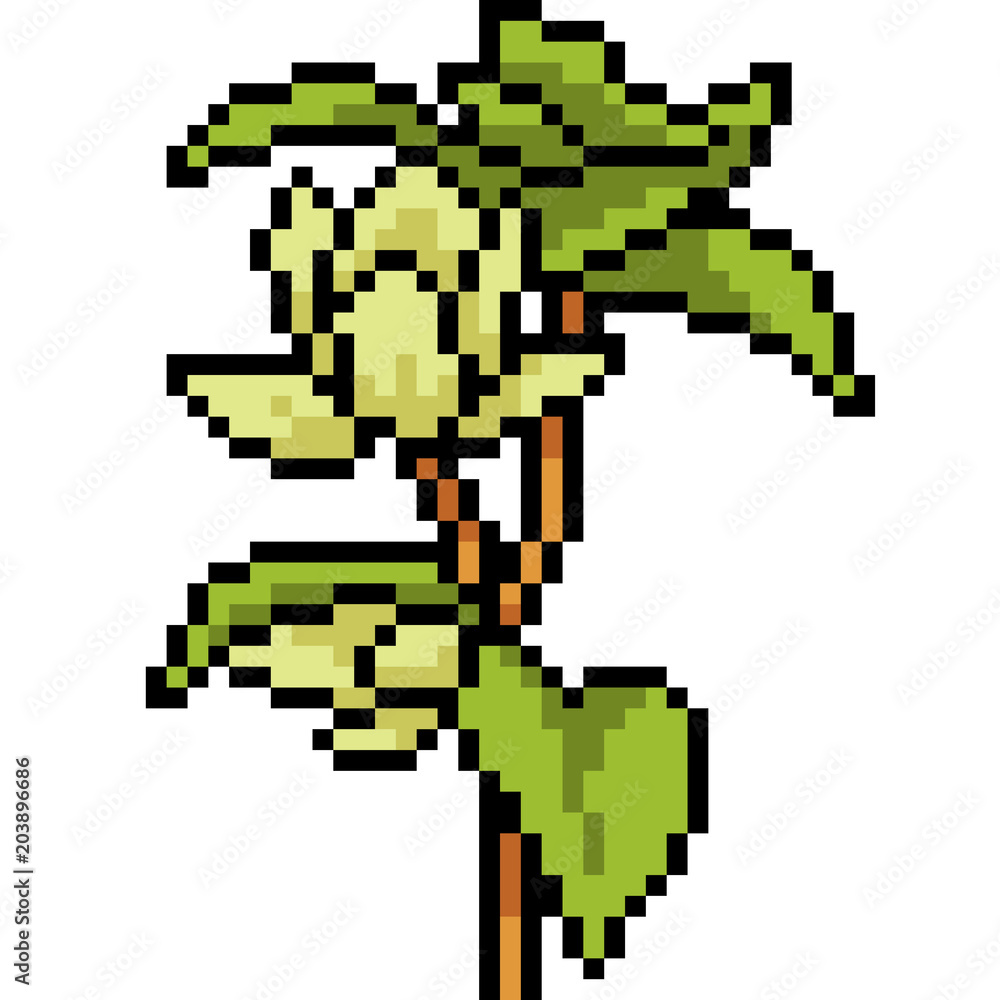 Fototapeta premium vector pixel art flower branch