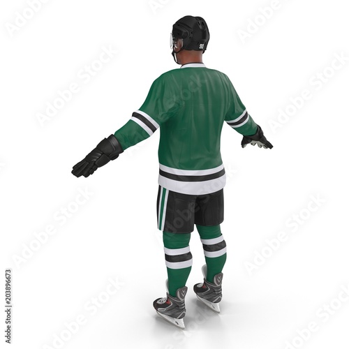 Fototapeta Naklejka Na Ścianę i Meble -  Hockey Player on white. Rear view. 3D illustration