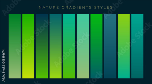 set of fresh green gradients background