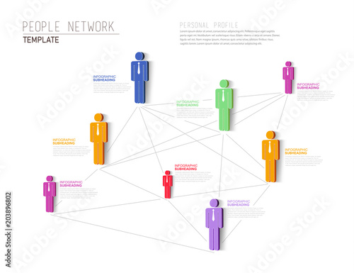 3D organisation personal network vector template.