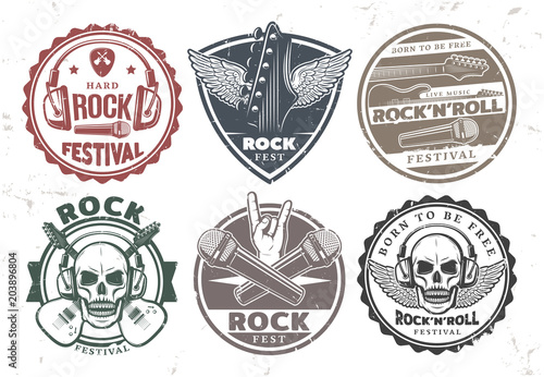 Retro Rock Music Stamps Set