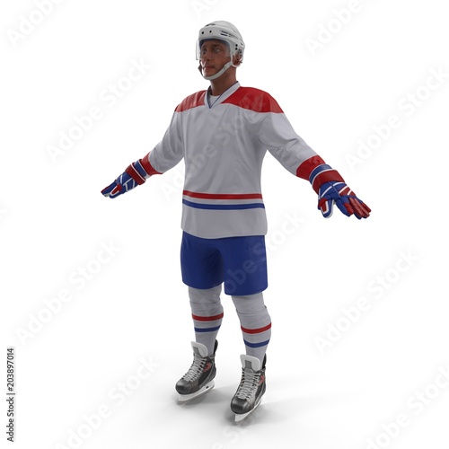 Hockey Player on white. 3D illustration © 2dmolier