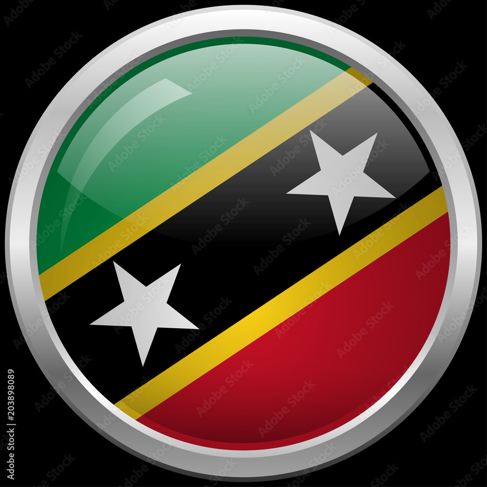 Saint Kitts and Nevis flag glass button vector illustration Saint Kitts and Nevis flag glass button vector illustration