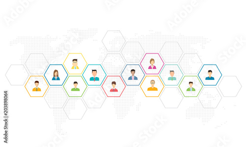 social network connection for online business background concept and  business 