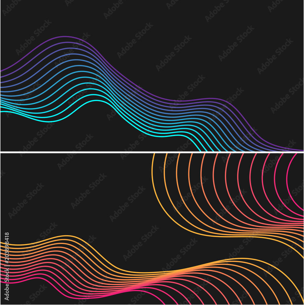 Black background with colour abstract stripes.