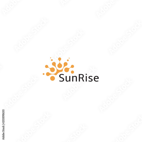 Summer sun vector icon, abstract orange modern logo. Circle sunny shape, beauty illustration. Sunrice logotype template on white background.