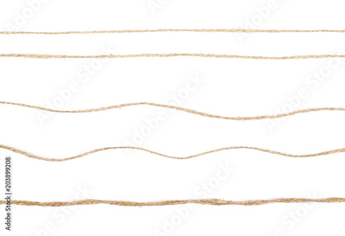 String, rope isolated on white background texture, top view photo
